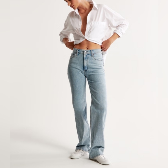 βοΈ Abercrombie & Fitch 90s Relaxed High-Rise Wide-Leg Jeans 30 / 10S #1217 - Picture 13 of 14